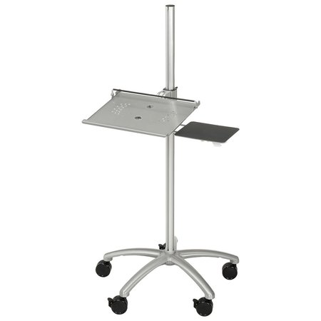 GLOBAL INDUSTRIAL Height Adjustable Anti-Theft Mobile Laptop Computer Workstation Security Cart, Silver 695421
